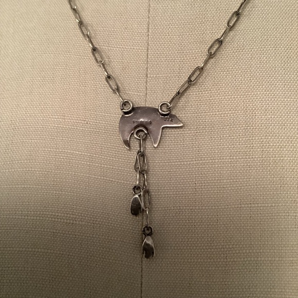 Sterling Silver Blue Spirit Bear Pendant 17” Necklace - Picture 3 of 4